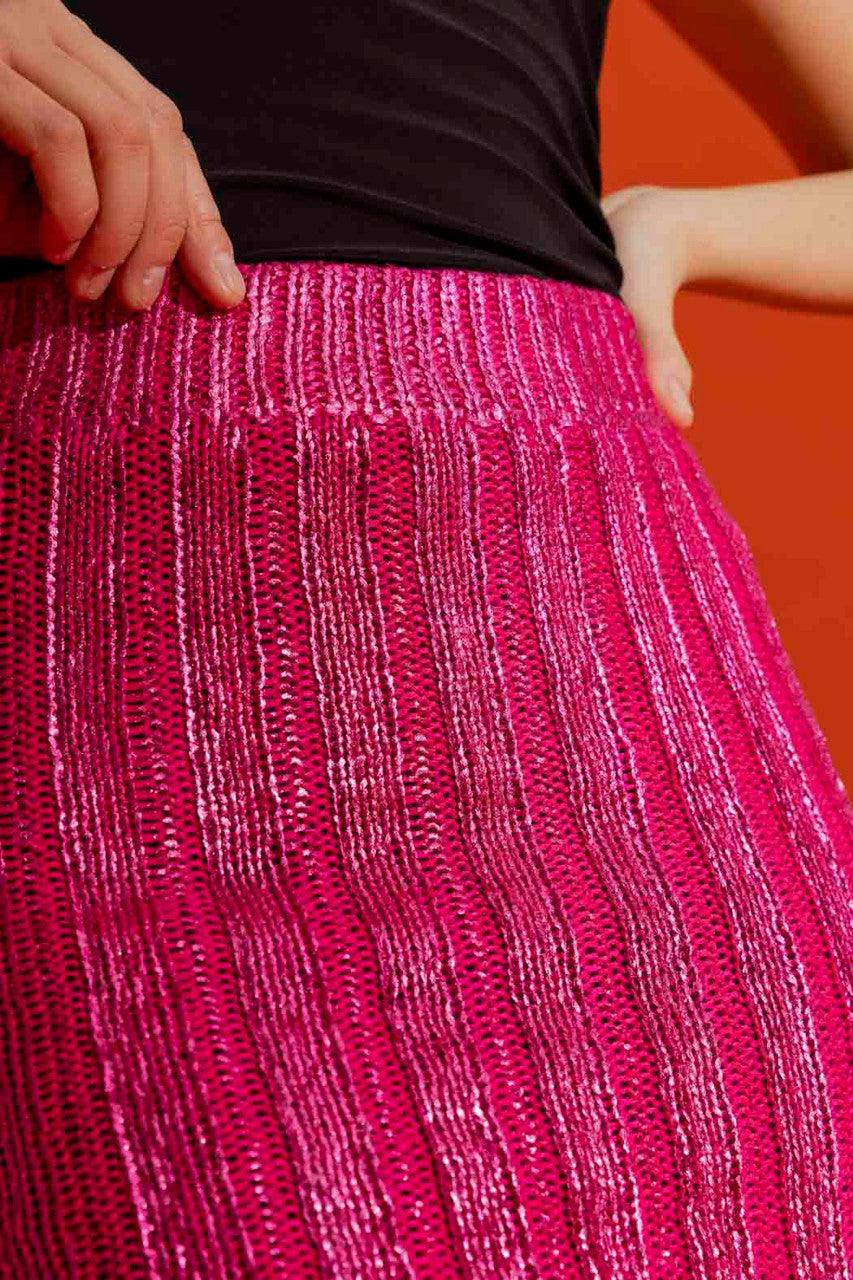 Pink Crochet Foil Knit Skirt