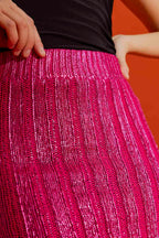 Pink Crochet Foil Knit Skirt