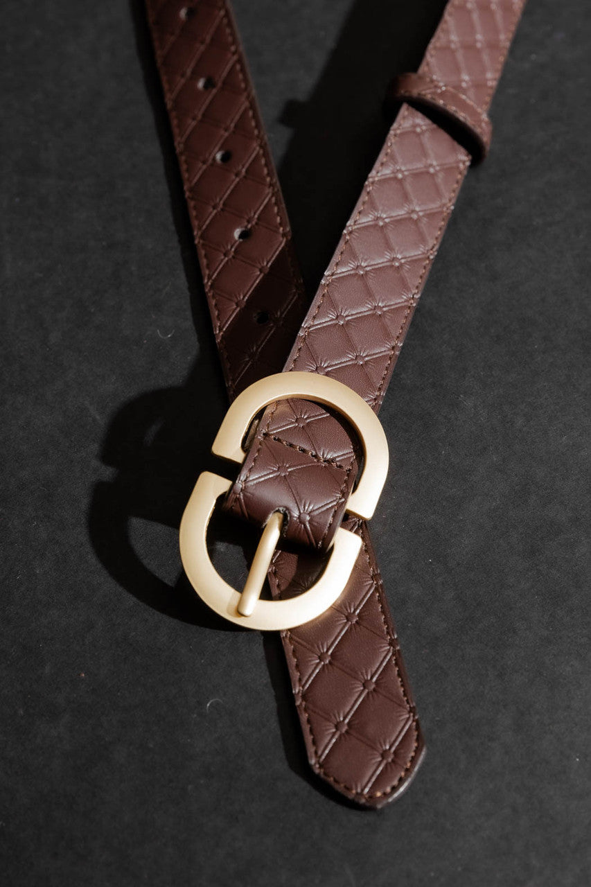 Chocolate Embossed Classic Belt Chocolate O/S
