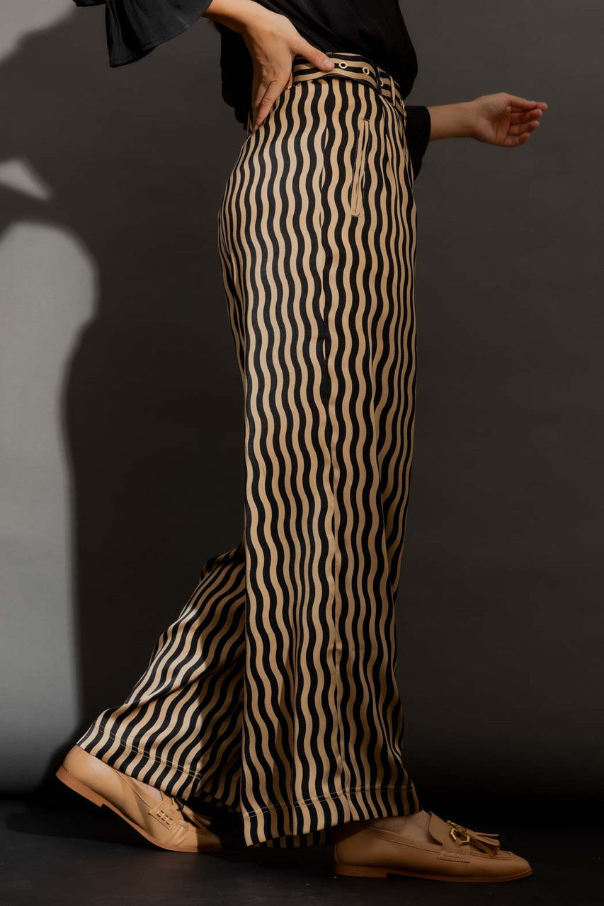 Beige/Black Wave Cleo Pant Beige/Black Wave