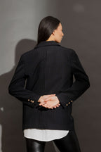 Black Stripe Oversized Blazer Black Stripe