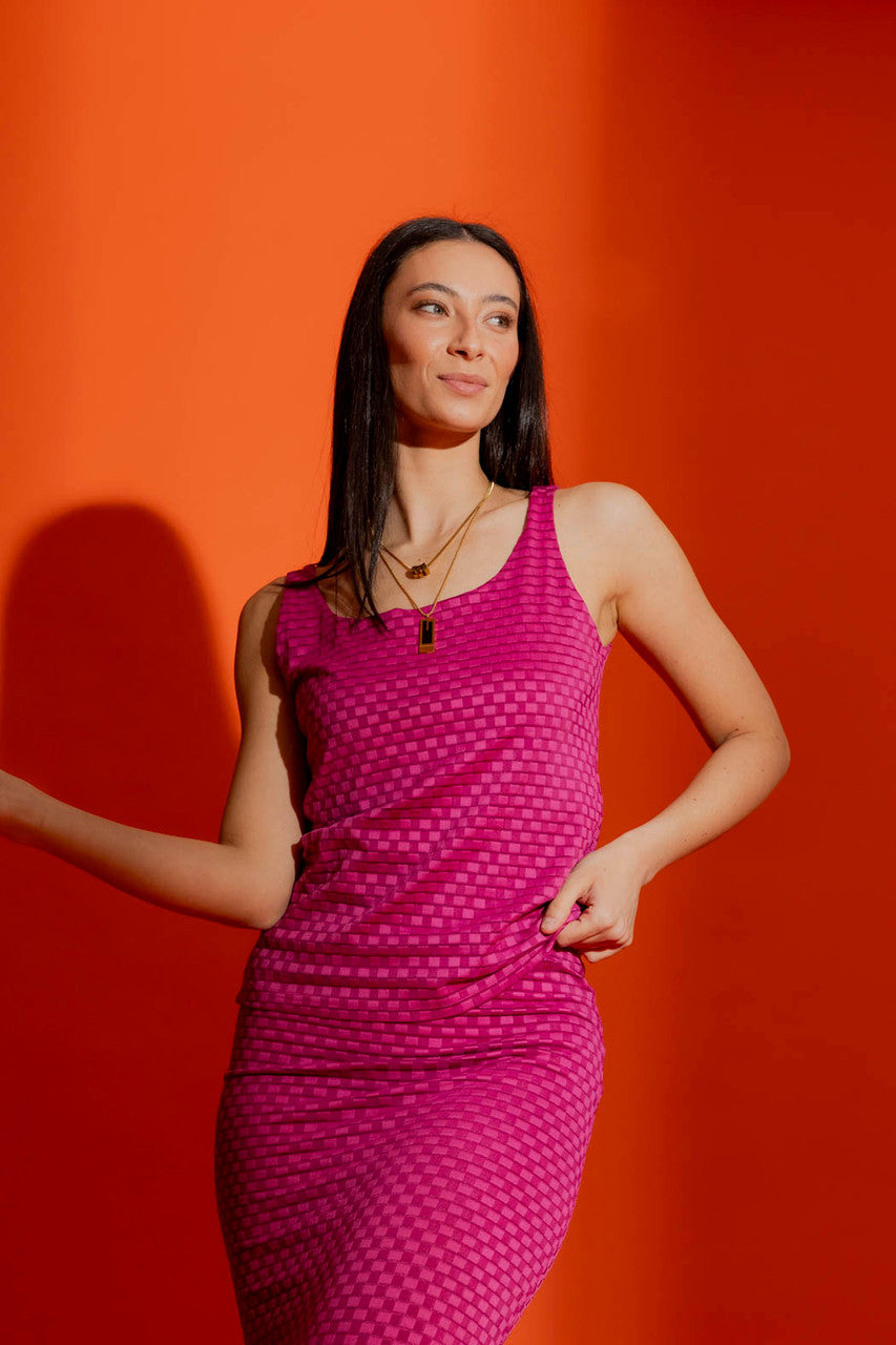 Pink Checkerboard Double Layer Cami