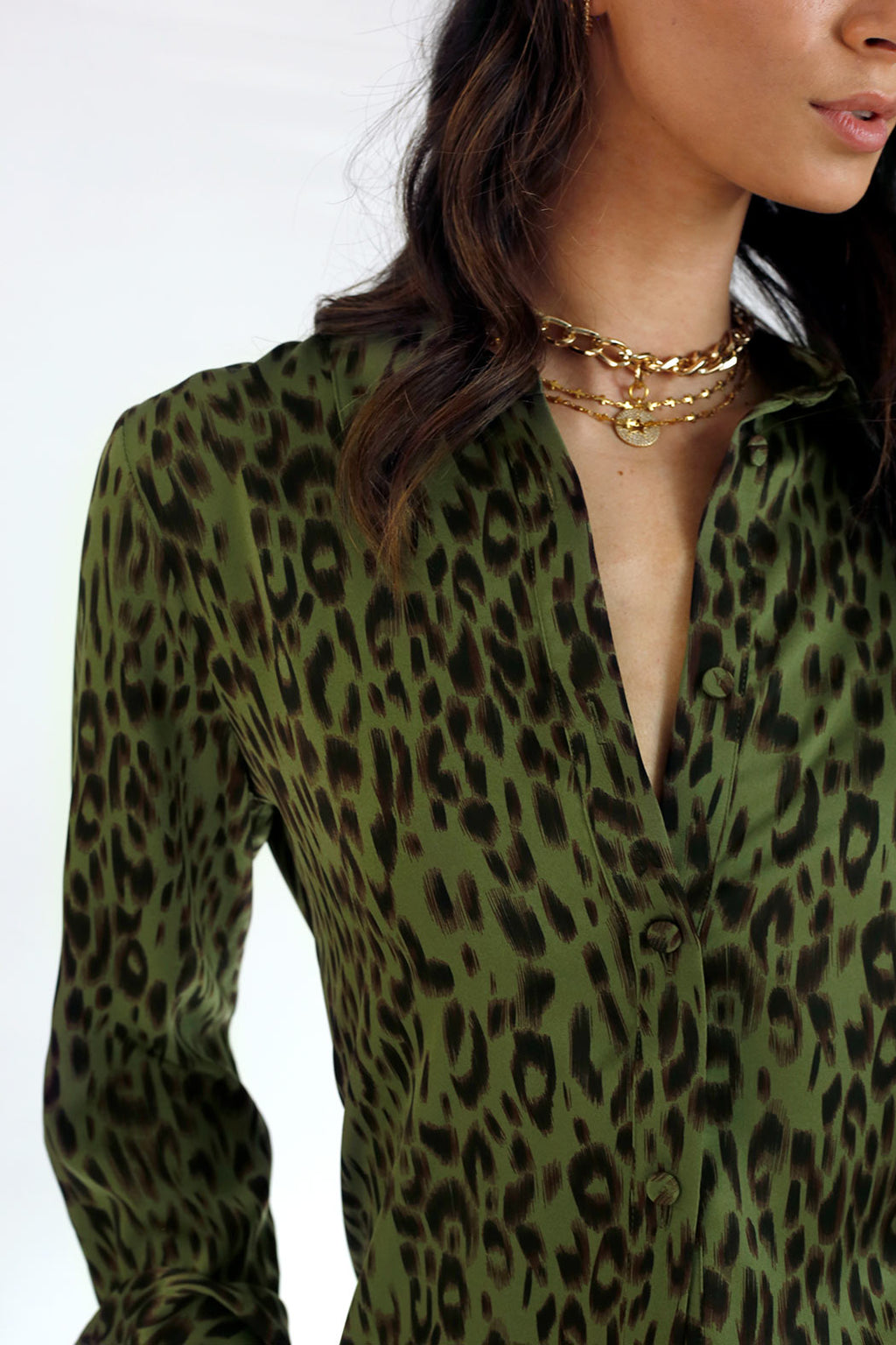 Khaki Animal Silky Asana Shirt - SALE