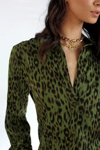 Khaki Animal Silky Asana Shirt - SALE