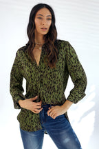 Khaki Animal Silky Asana Shirt - SALE