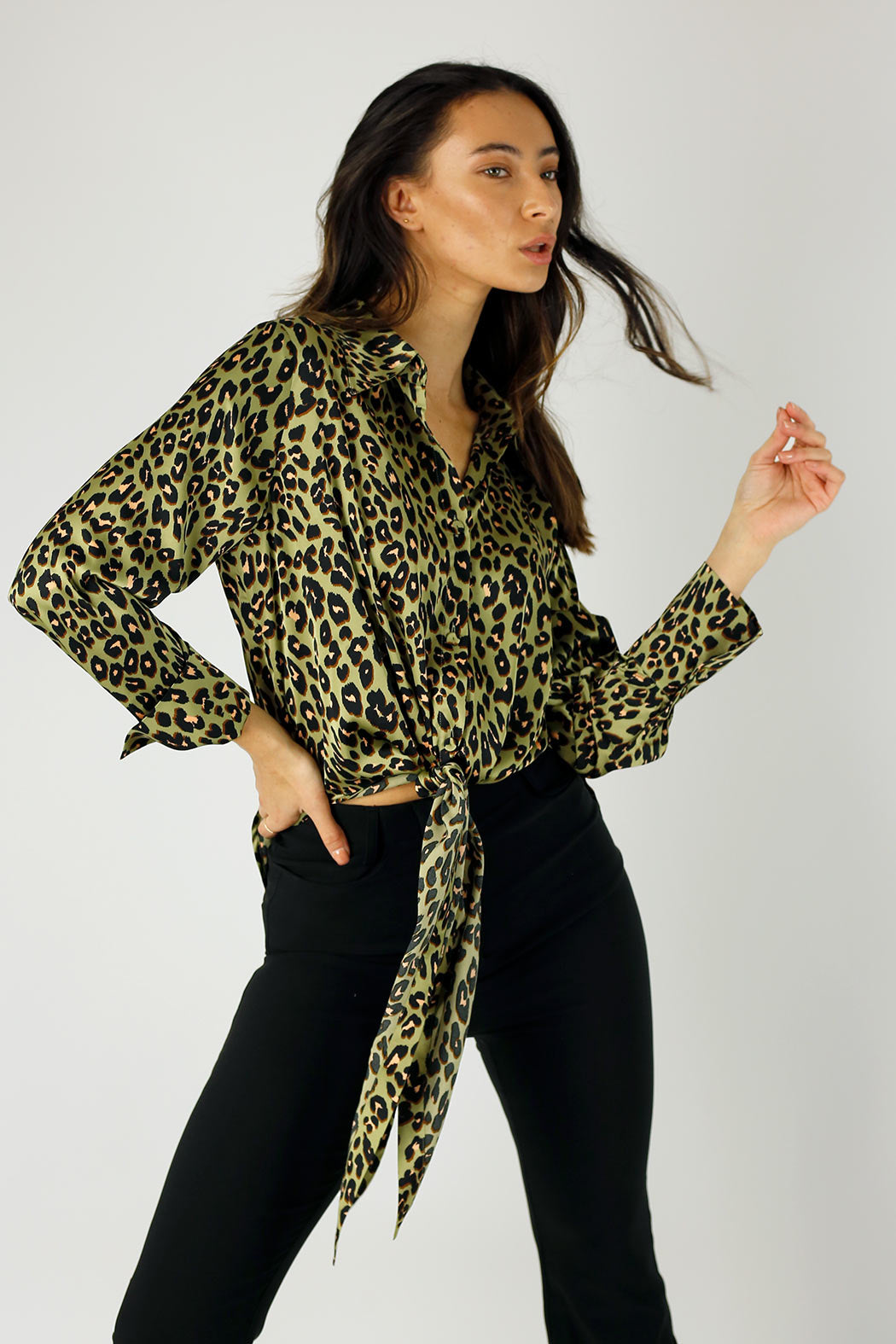 Sage Animal Silky Zhoush Shirt - SALE