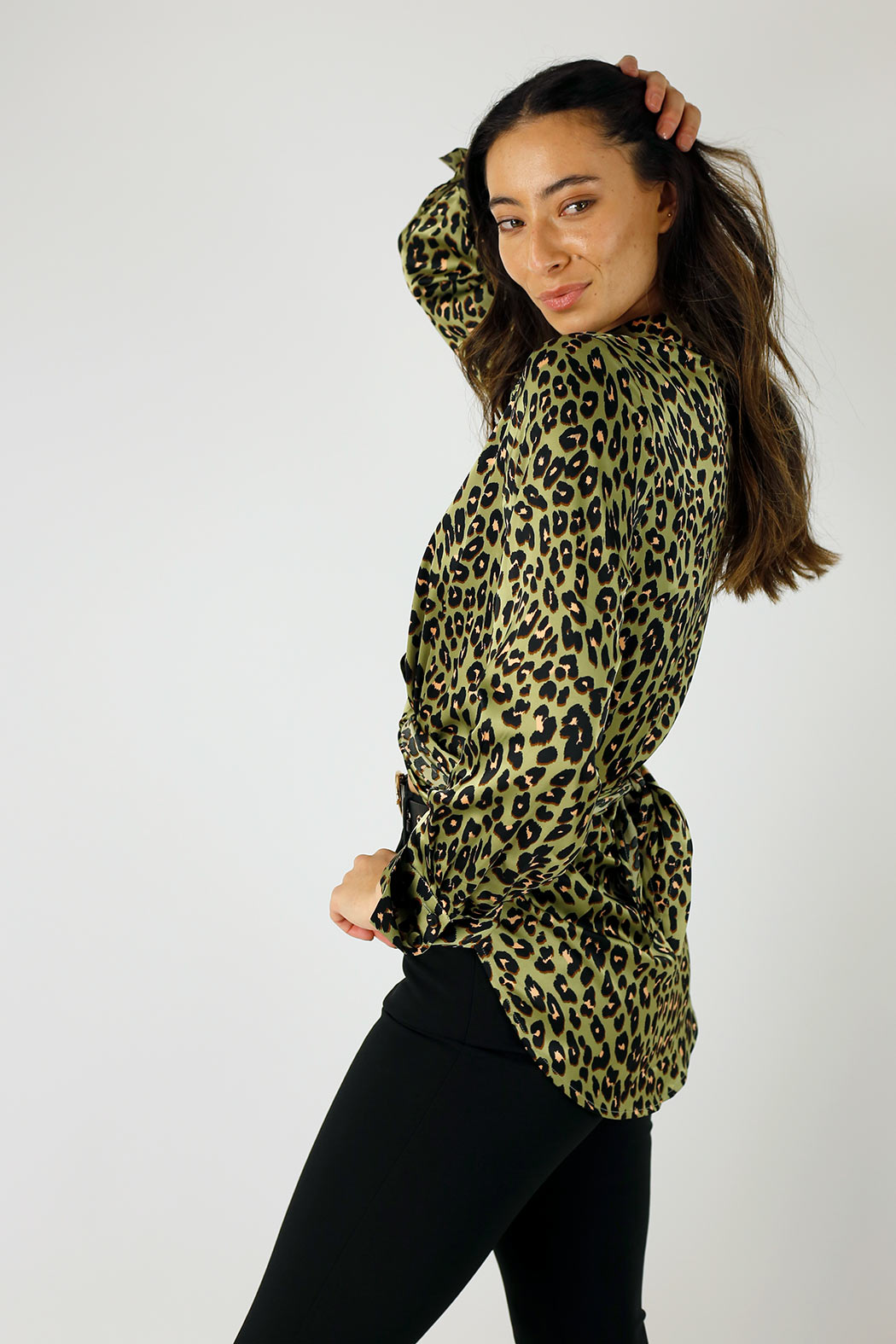 Sage Animal Silky Zhoush Shirt - SALE
