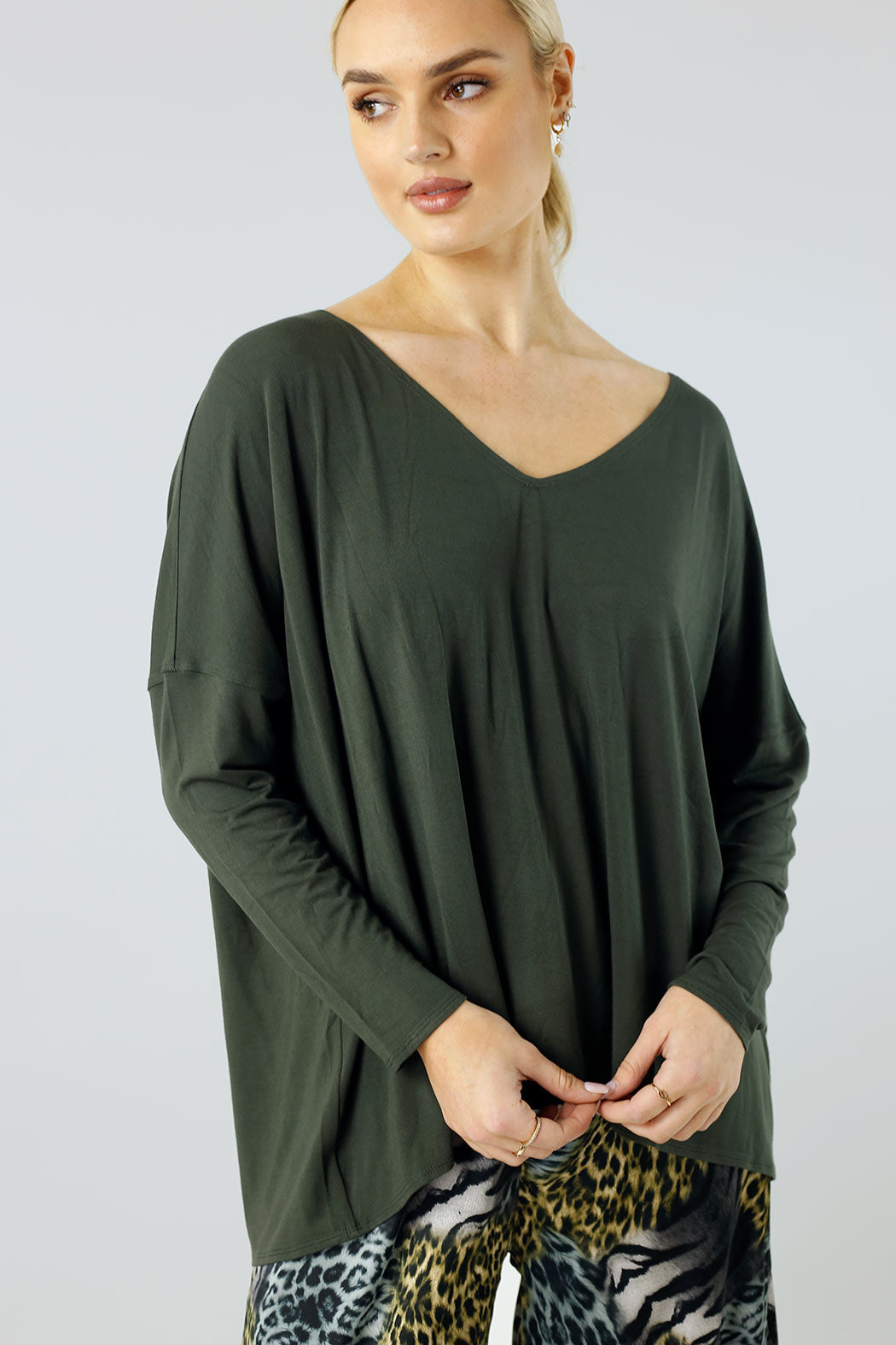 Khaki Bamboo Slouch Top