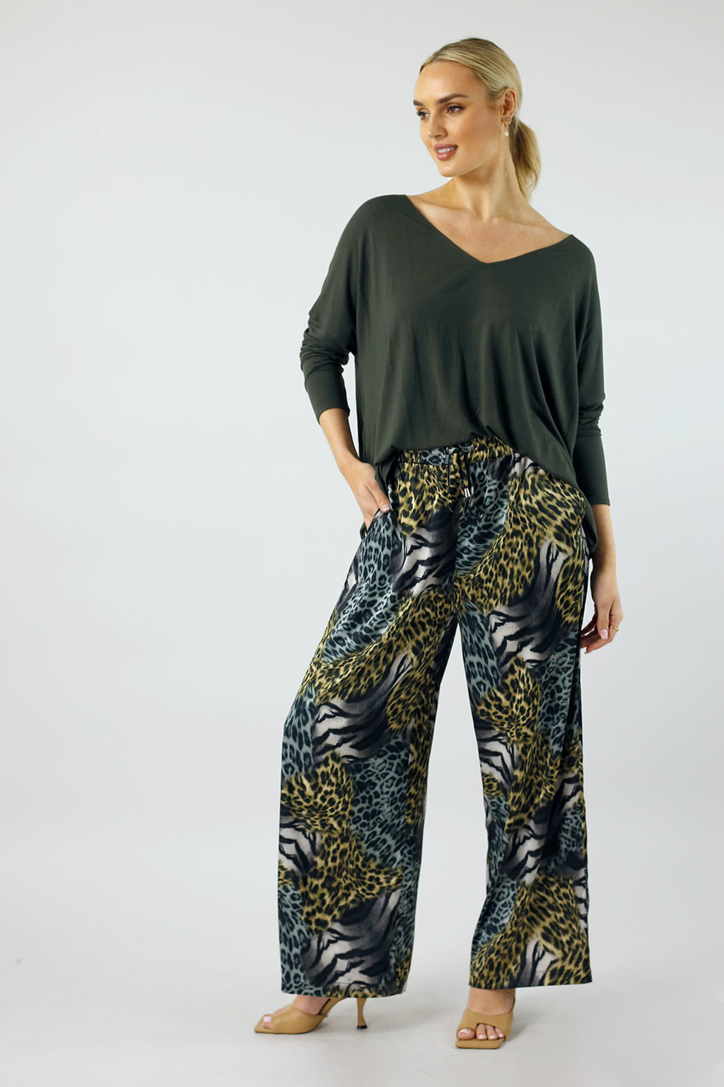 Patchwork Animal Print Silky Long Culotte - SALE