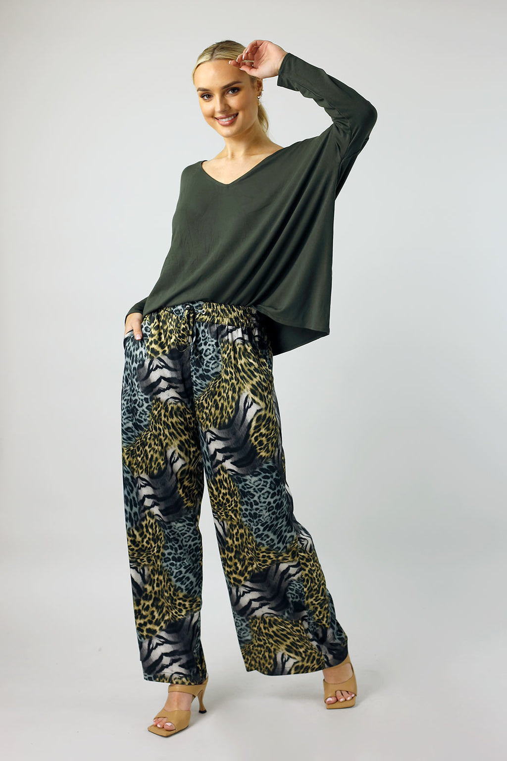 Patchwork Animal Print Silky Long Culotte - SALE