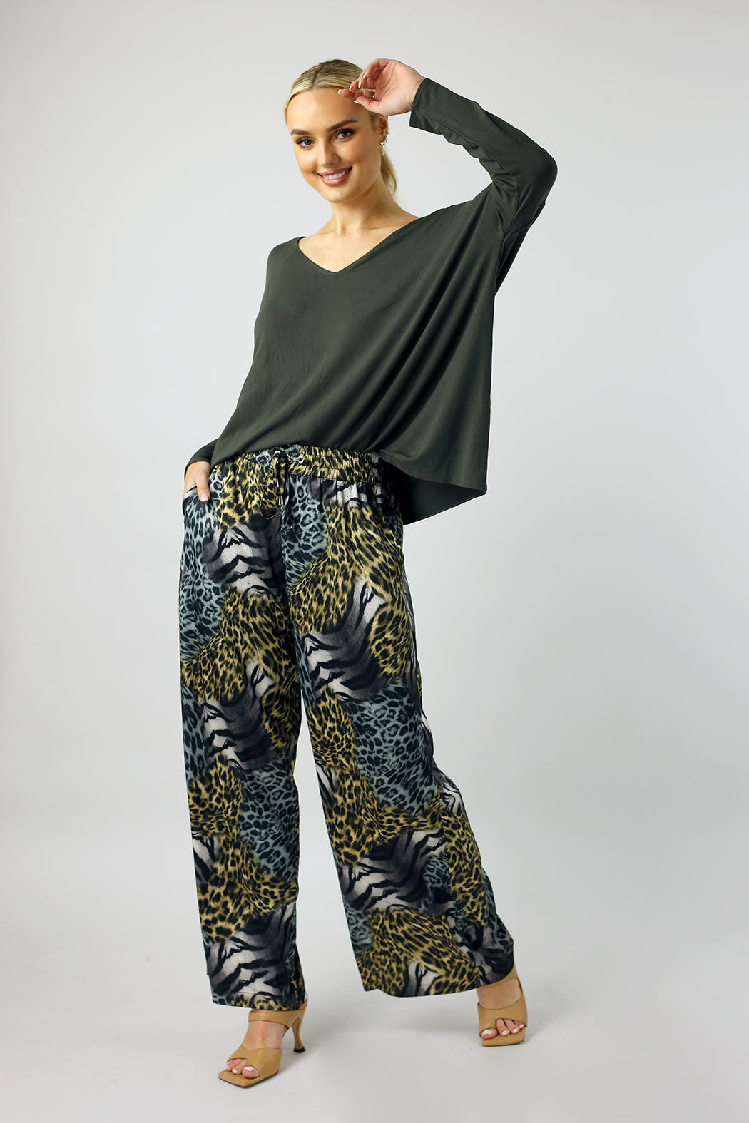 Patchwork Animal Print Silky Long Culotte - SALE