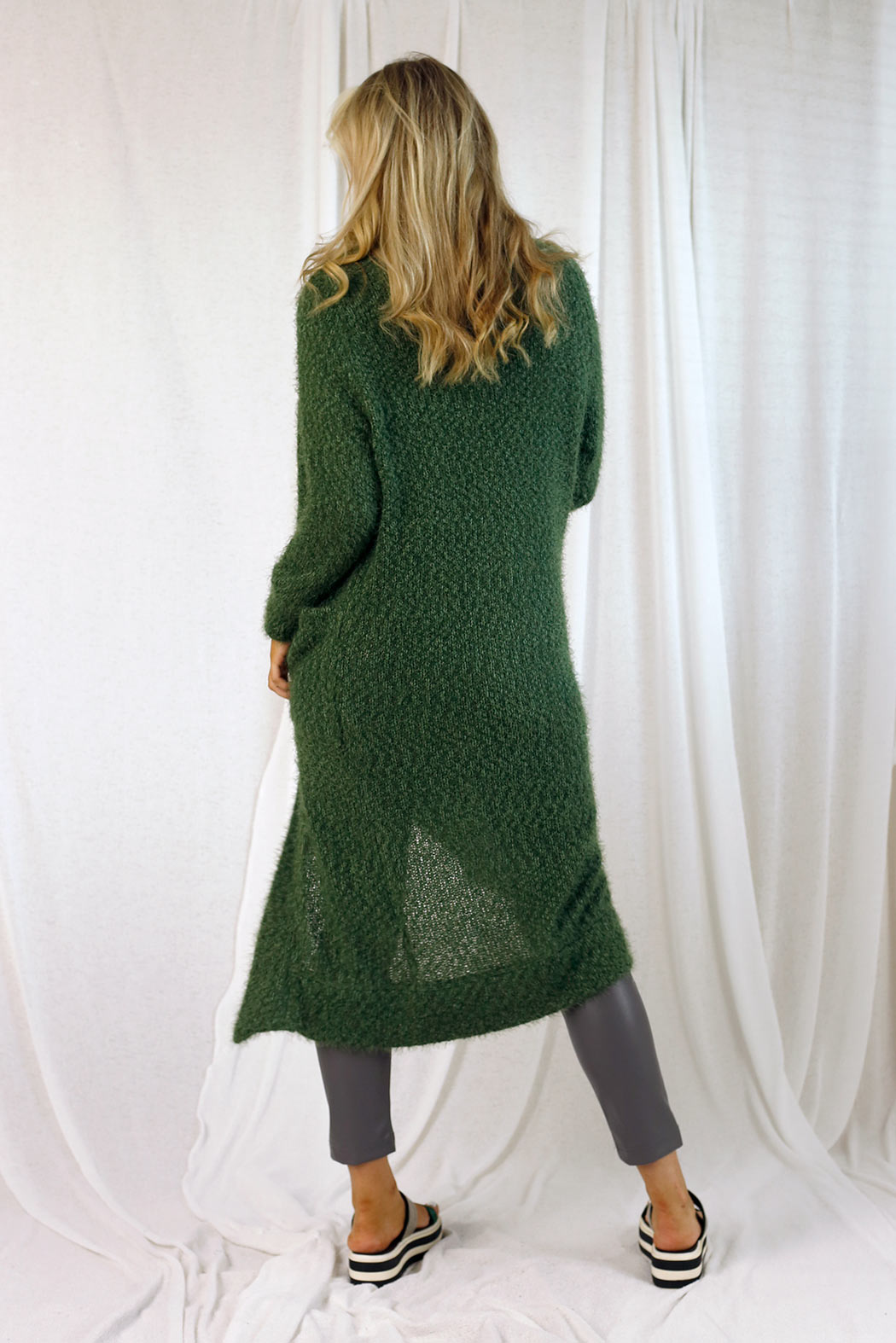Khaki Fluffy Raglan Cardi - SALE