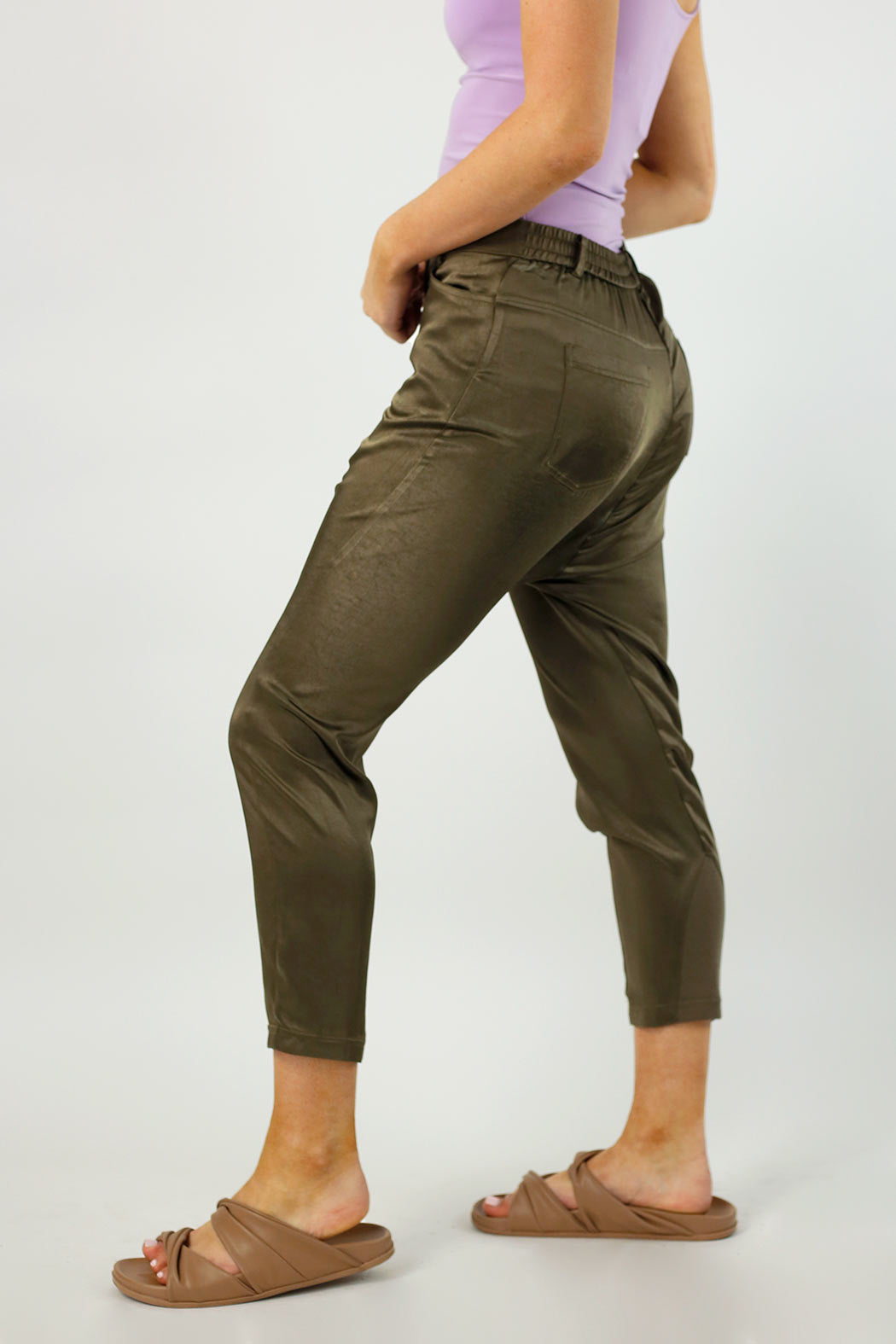 Khaki Satin Droppie - FINAL SALE