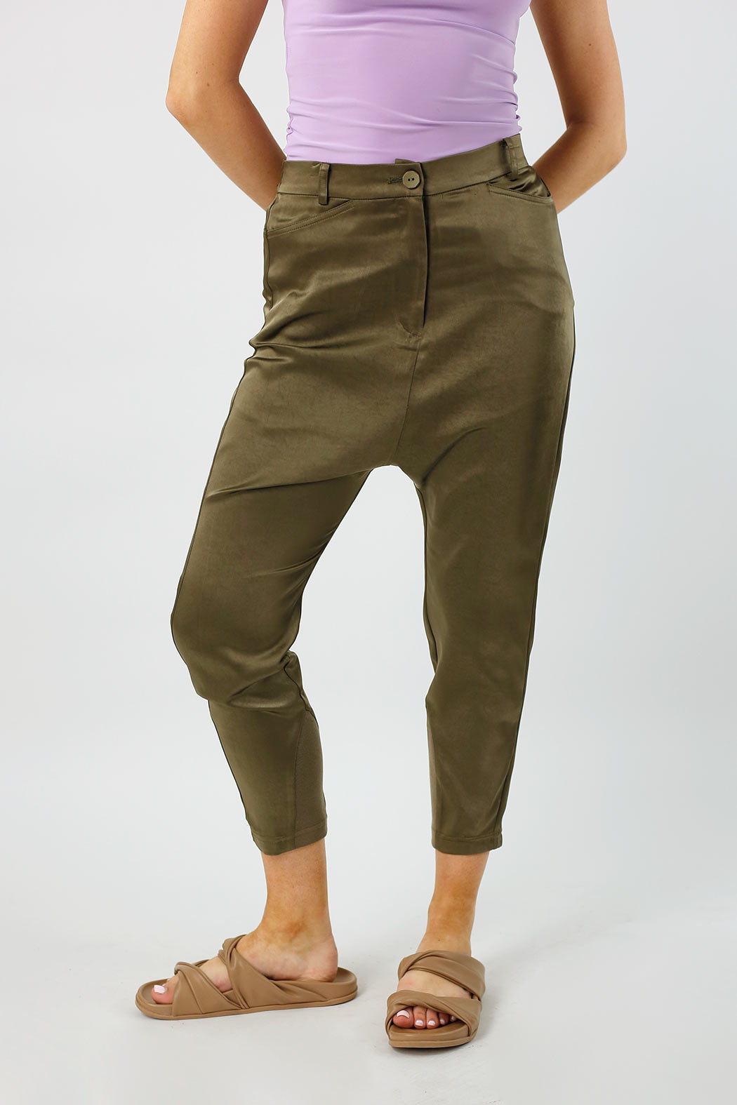 Khaki Satin Droppie - Nt