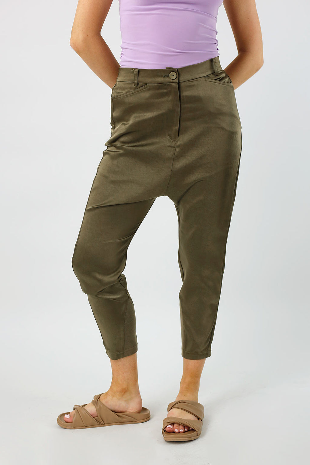 Khaki Satin Droppie - FINAL SALE
