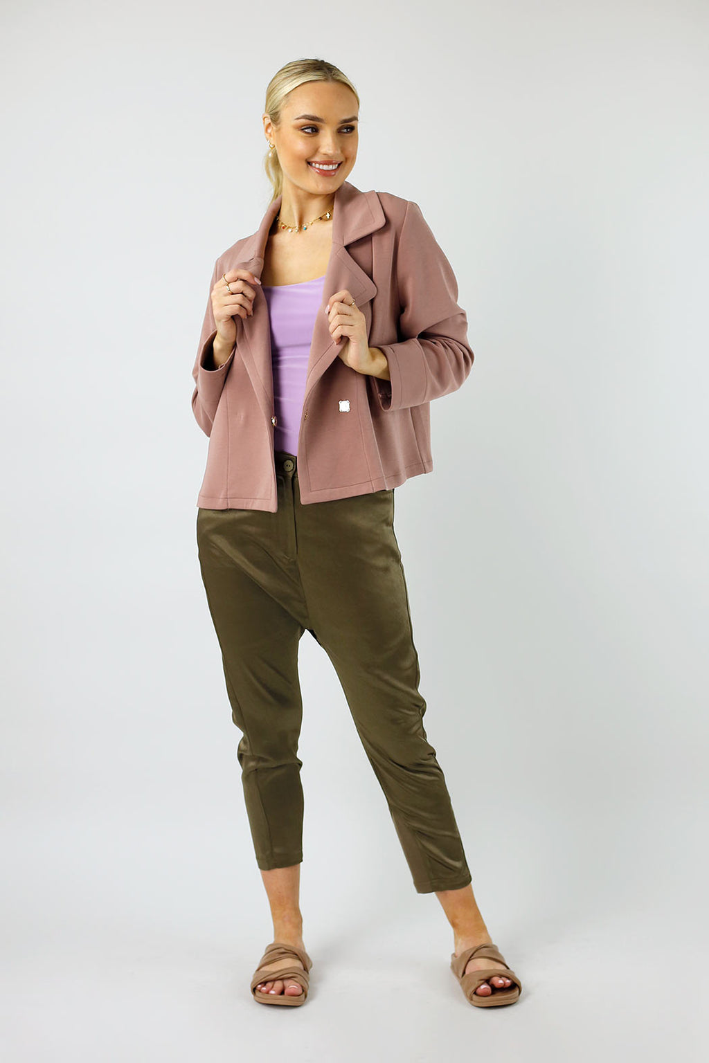 Khaki Satin Droppie - Nt