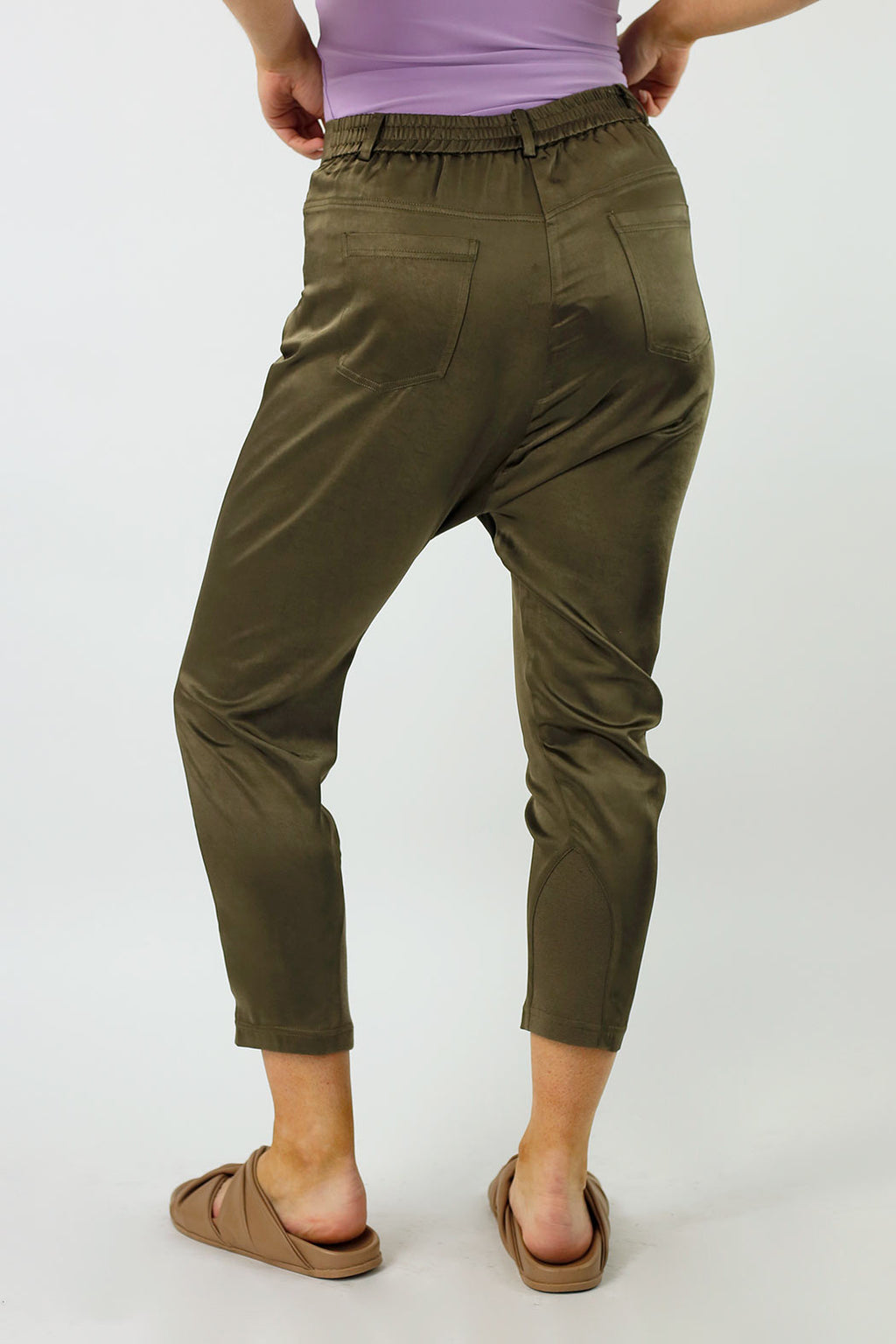 Khaki Satin Droppie - FINAL SALE