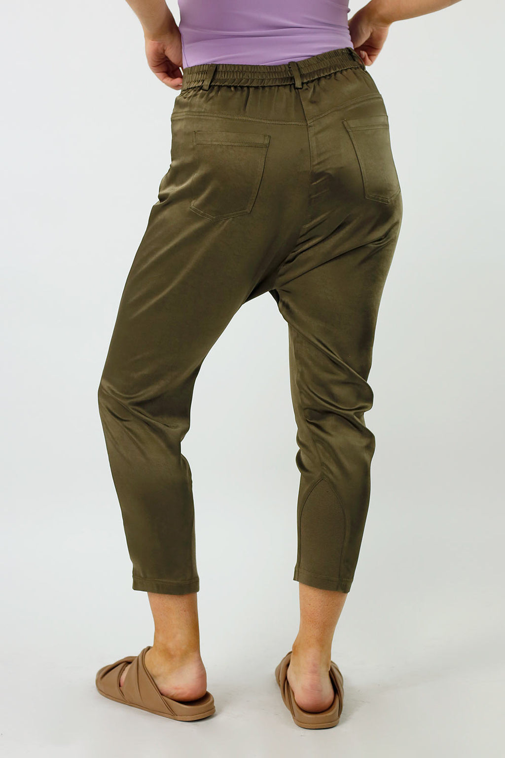 Khaki Satin Droppie - Nt