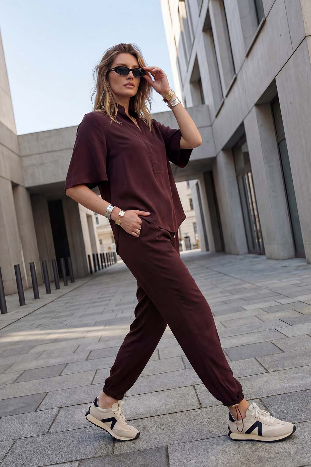 Chocolate Cupro Dart Pant