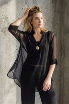 Black Chiffon Oversized Blogger Shirt