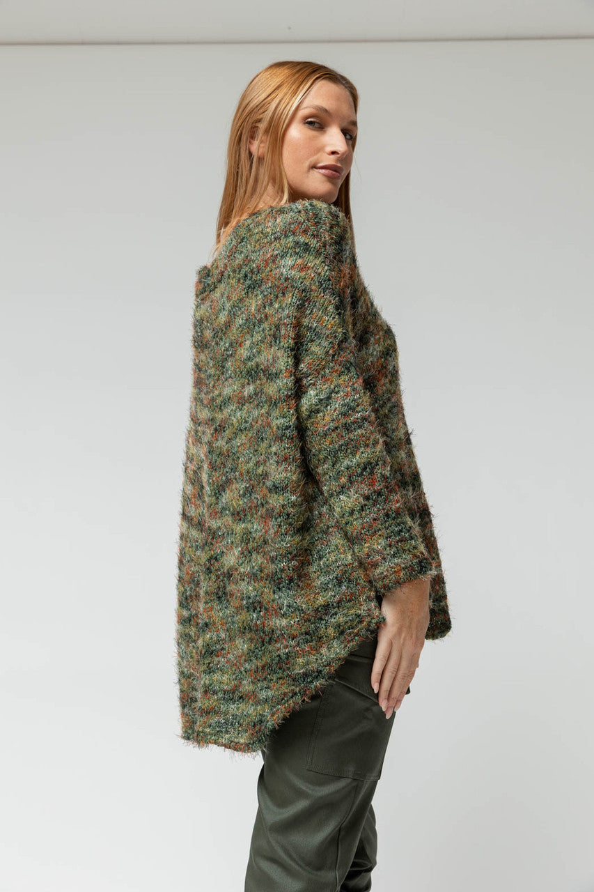 Khaki Speckle Fluffy V Neck Jumper