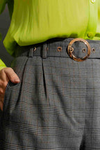 Grey Check Lurex Cleo Pant Grey Check