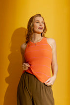 Orange / Pink Stripe Crew Cami