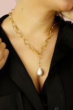 Gold Chain Pearl Necklace