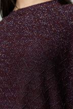 Plum Lurex Crew Neck Jumper