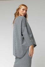 Black White Jacquard V Neck Jumper - Final Sale