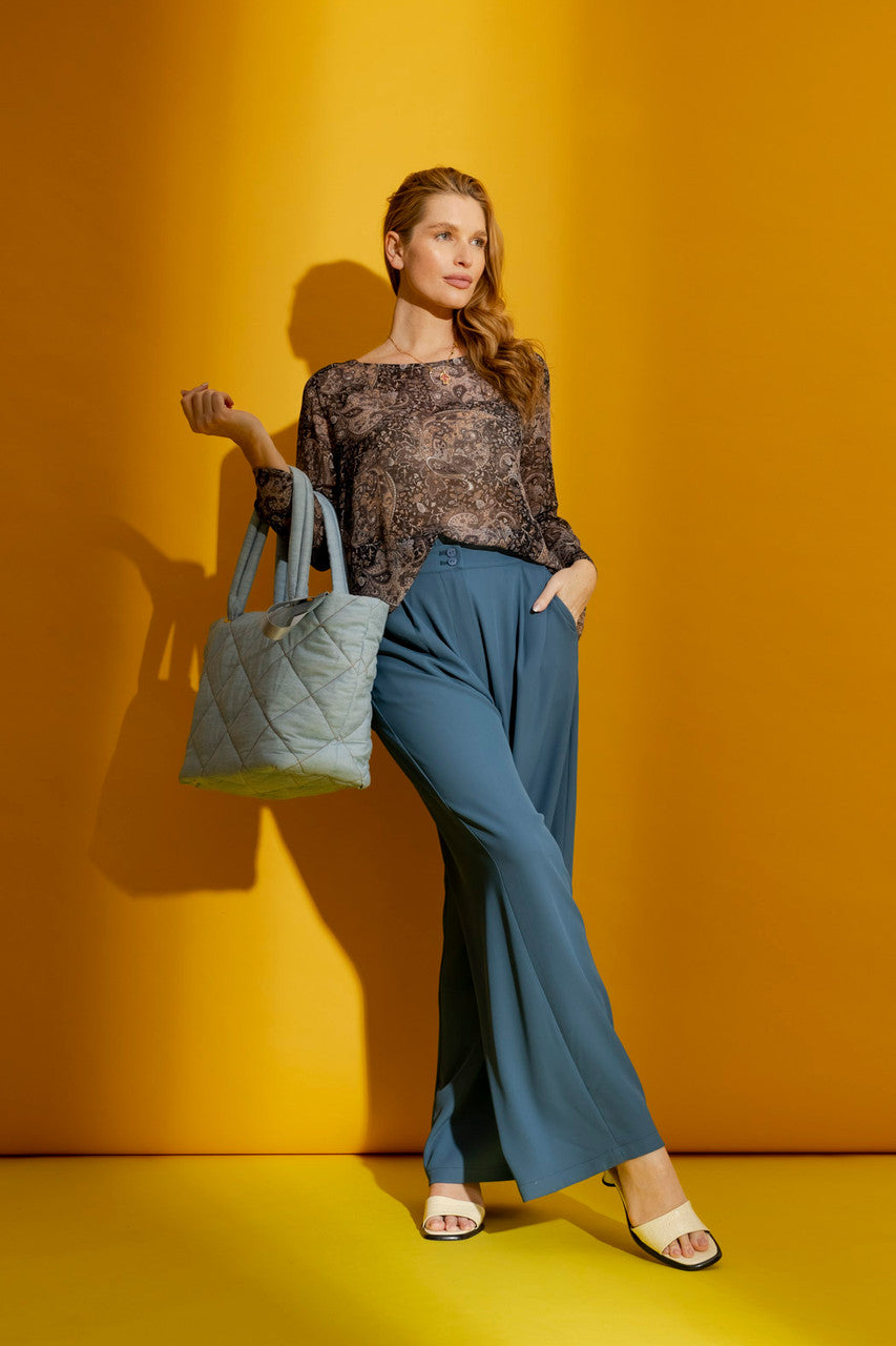 Charcoal Paisley Chiffon Top