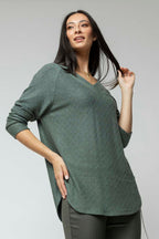 Green Diamond V Neck Jumper