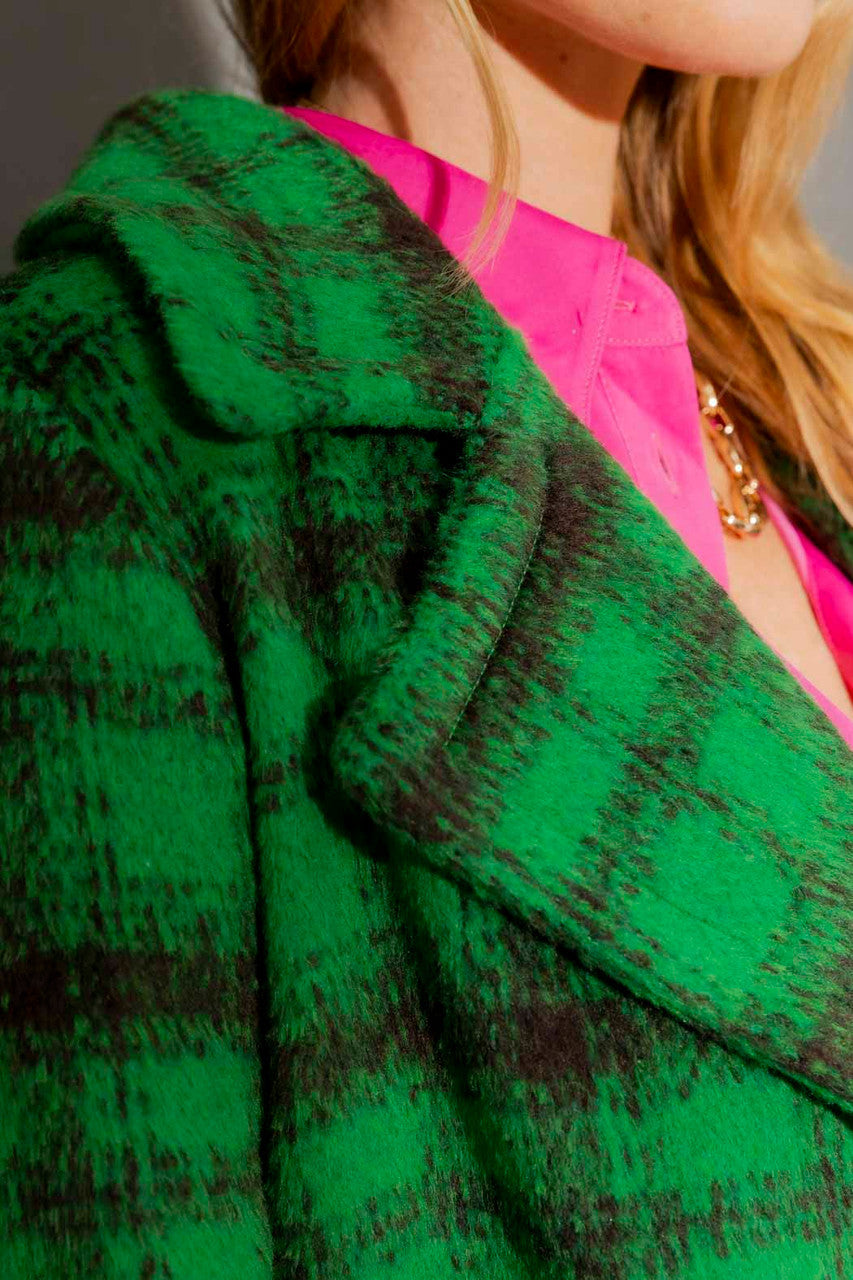 Green Check Crop Astra Coat Green Check