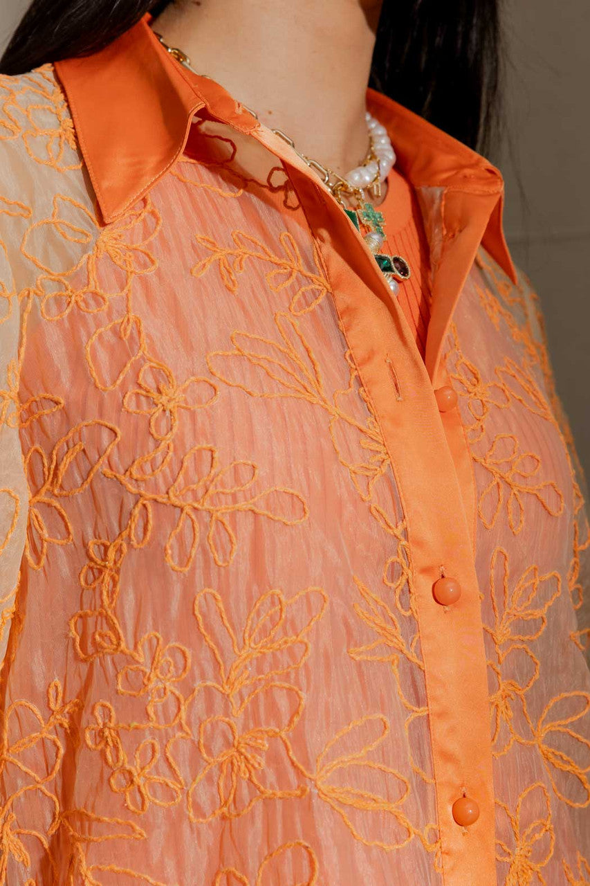 Orange Balloon Sleeve Shirt