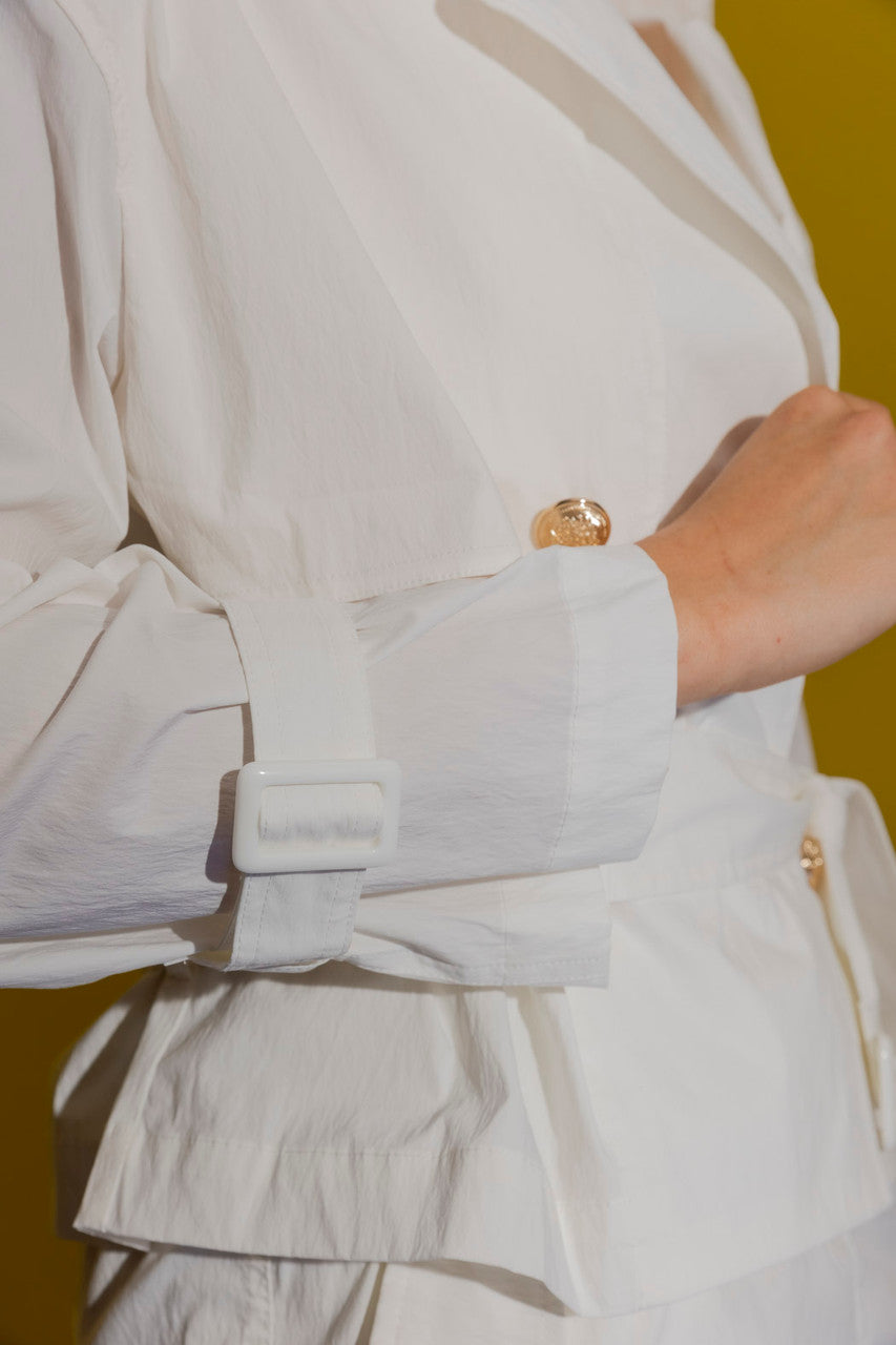 Ivory Parachute Crop Trench Coat Ivory Sml