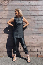 Black Vegan Leather Matrix Cami - SALE