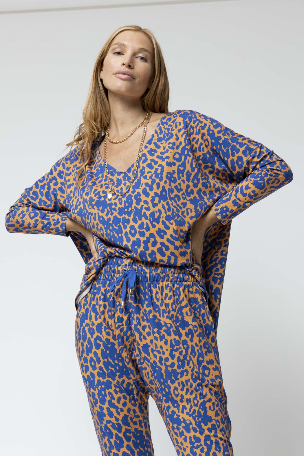Blue Yellow Bamboo Slouch Top - Final Sale