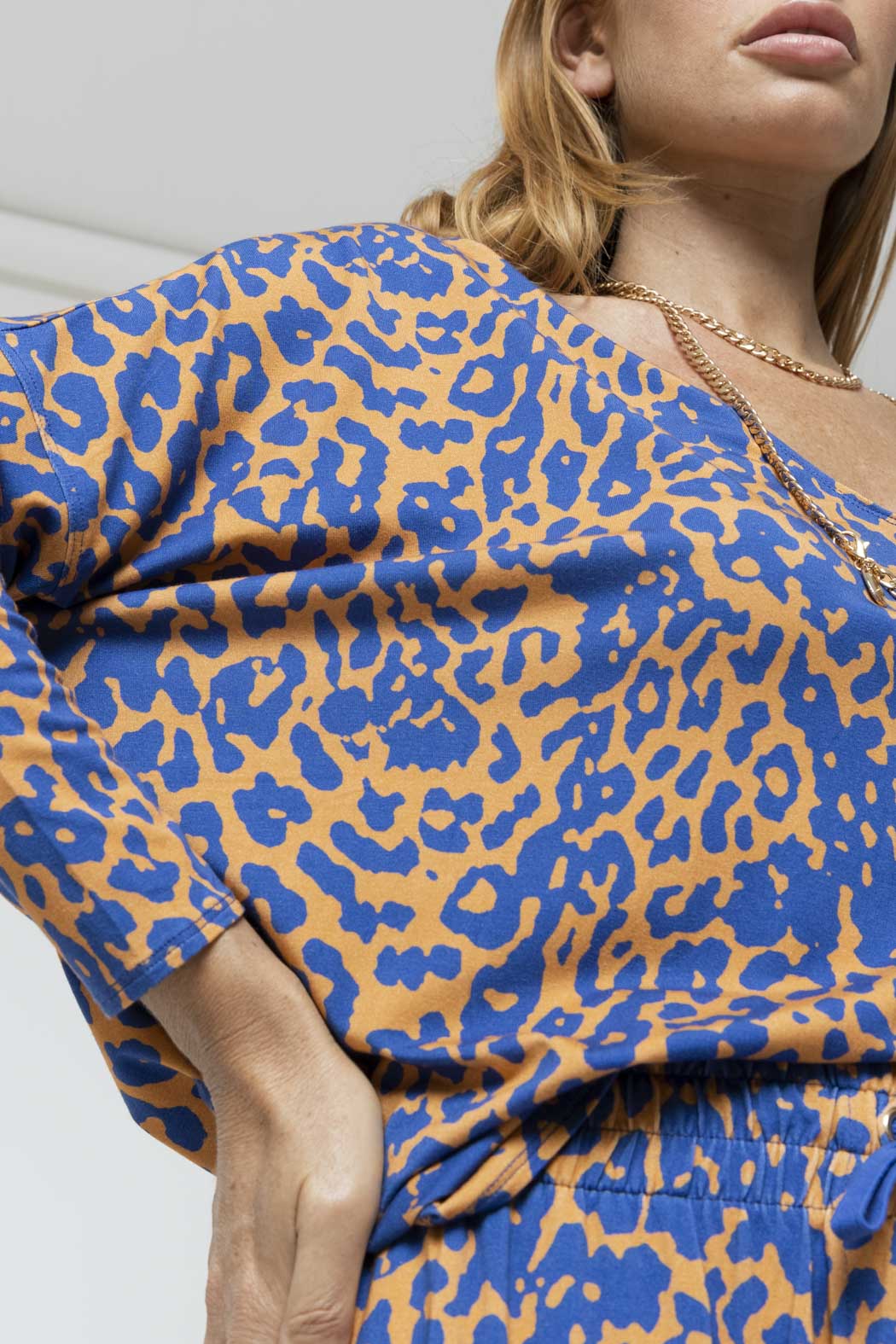 Blue Yellow Bamboo Slouch Top - Final Sale