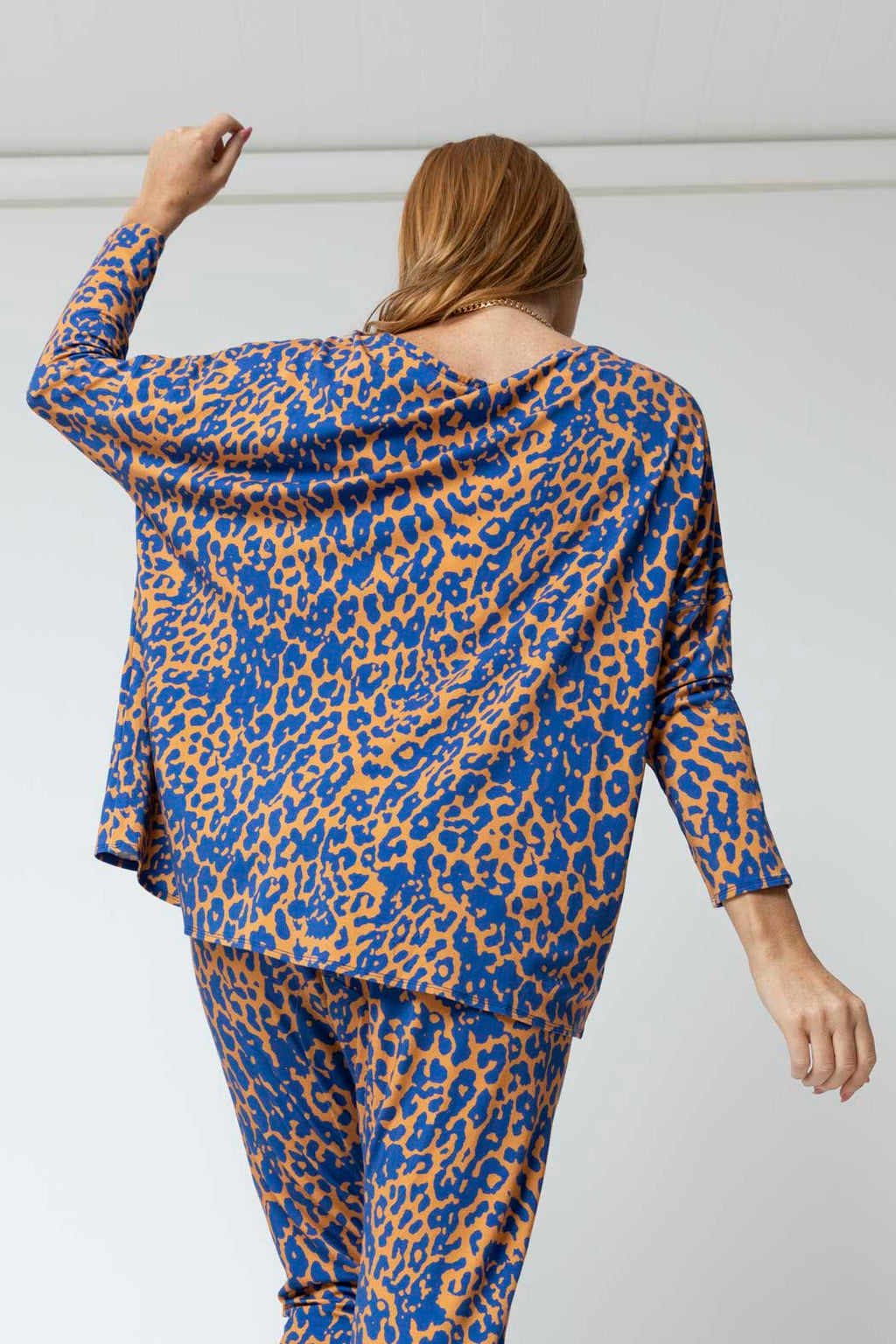 Blue Yellow Bamboo Slouch Top - Final Sale