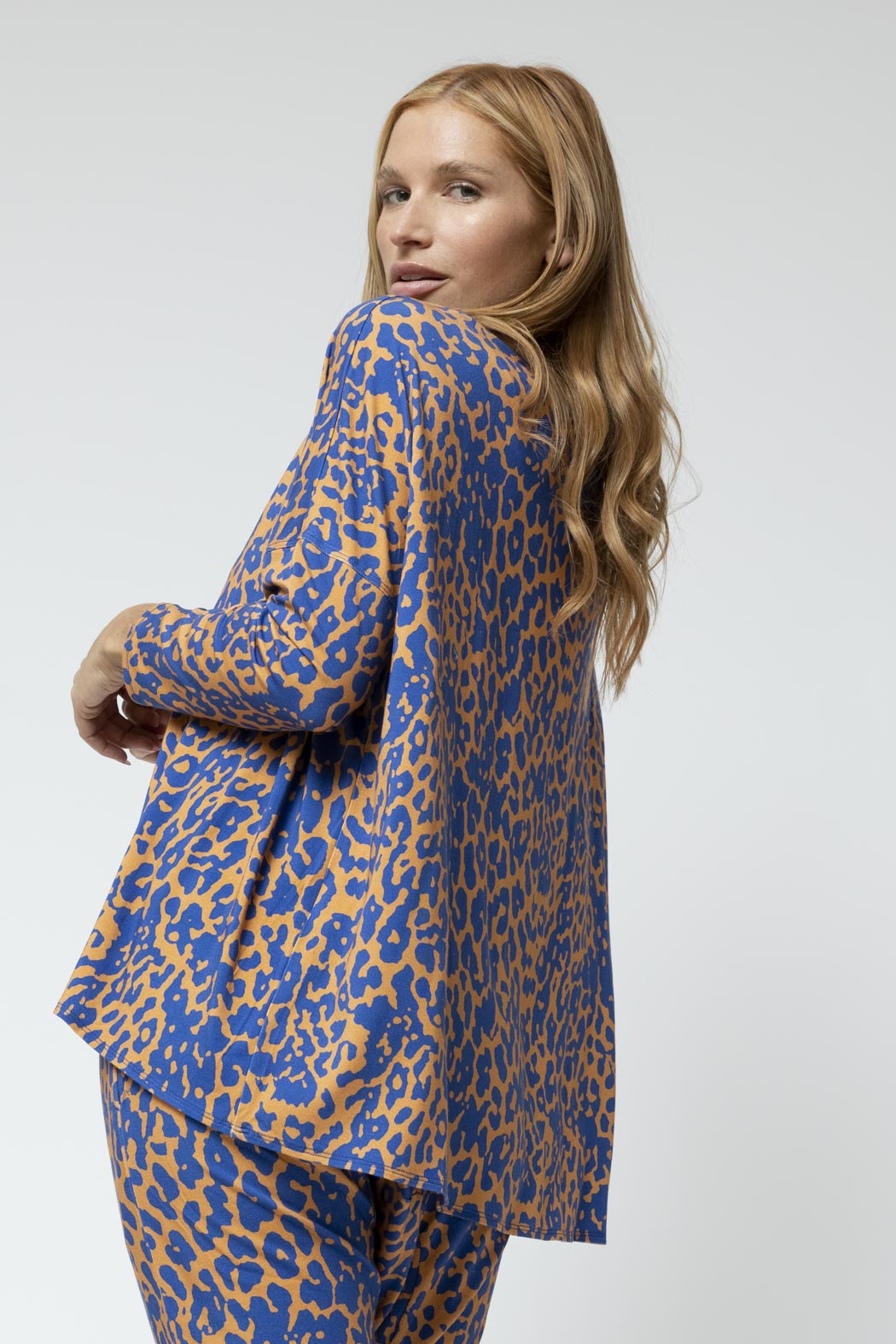 Blue Yellow Bamboo Slouch Top - Final Sale