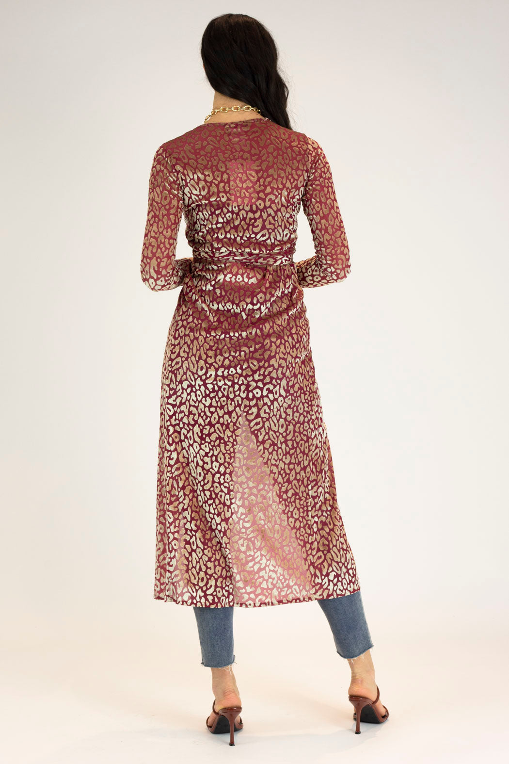 Pink Gold Animal Mesh Wrap Dress - Final Sale