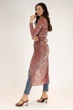 Pink Gold Animal Mesh Wrap Dress - Final Sale