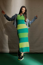 Lime / Jade / Green Stripe Rib Dress