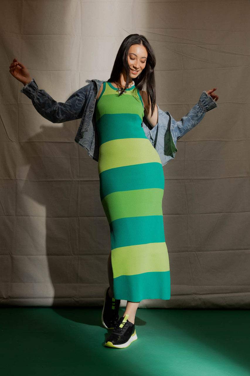 Lime / Jade / Green Stripe Rib Dress