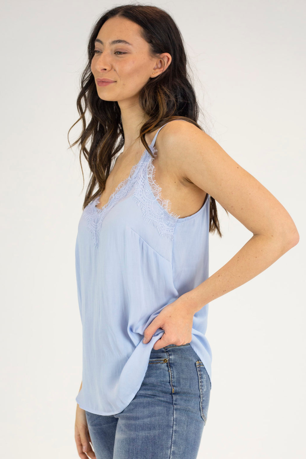 Pale Blue Soft Touch Basic Lace Cami - Final Sale