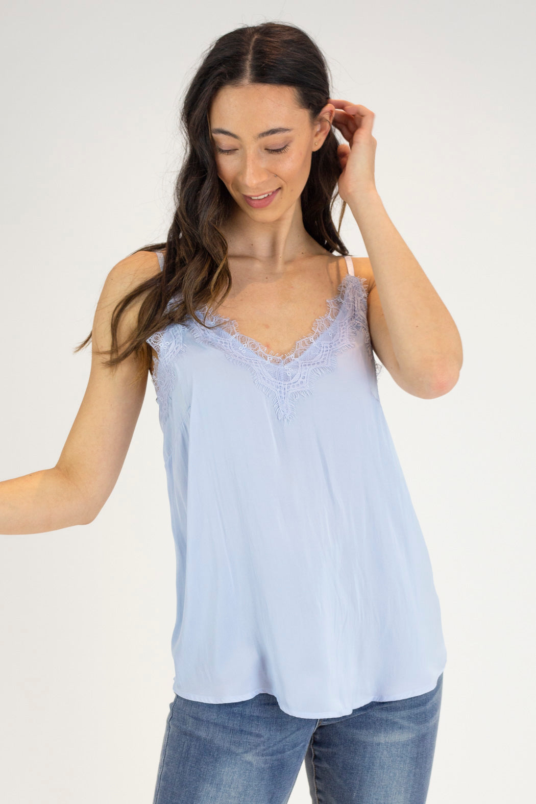 Pale Blue Soft Touch Basic Lace Cami - Final Sale