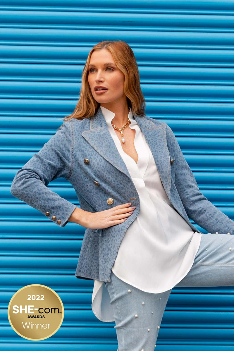 Light Chambray Animal Sisca Blazer
