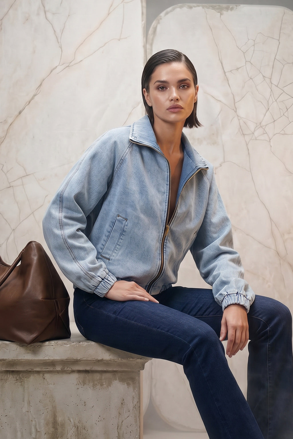 Light Denim Athleisure Jacket