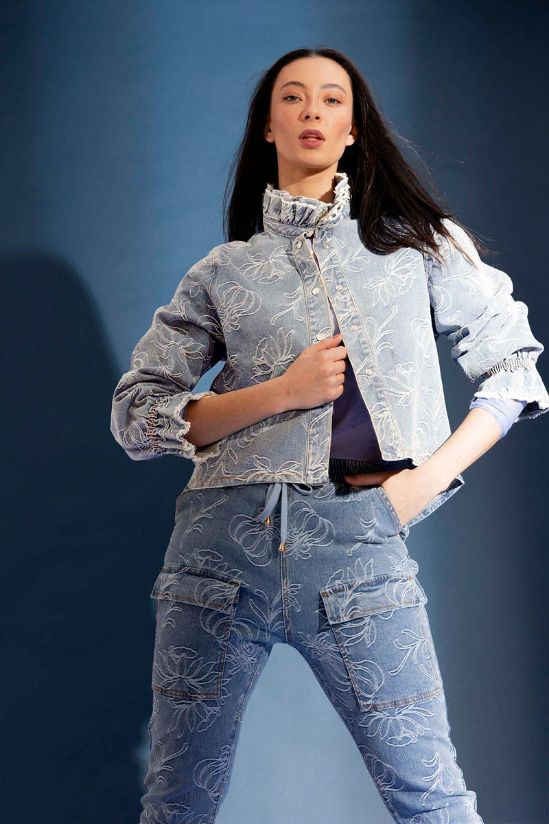 Light Floral Denim Jacket