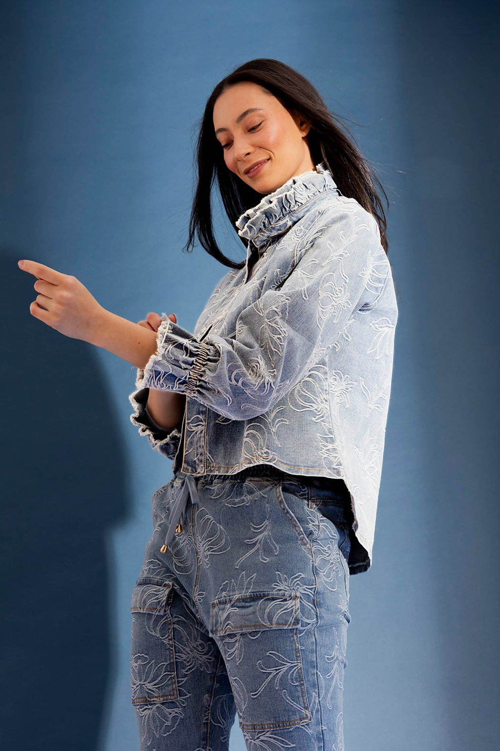 Light Floral Denim Jacket